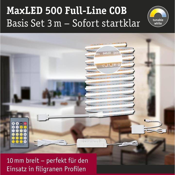 Immagine prodotto Paulmann Set di strisce COB MaxLED 500 a linea intera (Bianco, 300 cm, Interno)