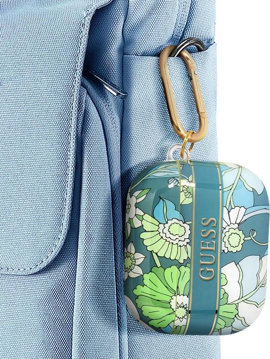 Image du produit Guess GUAPHHFLN Couverture AirPods Pro zielony/green Collection Strap Fleur (Manchon pour casque d'écoute)