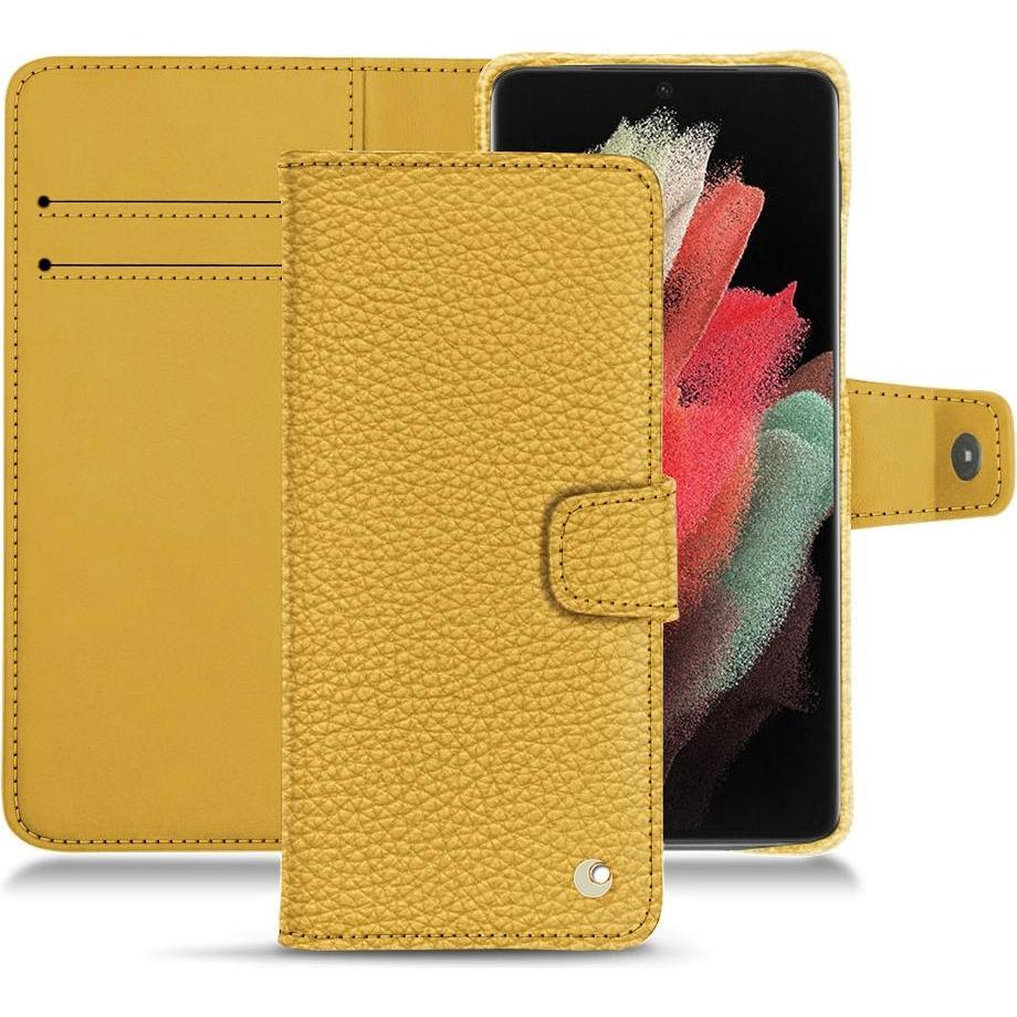 Noreve Lederschutzhülle Wallet (Samsung Galaxy S21 Ultra), Smartphone Hülle, Orange