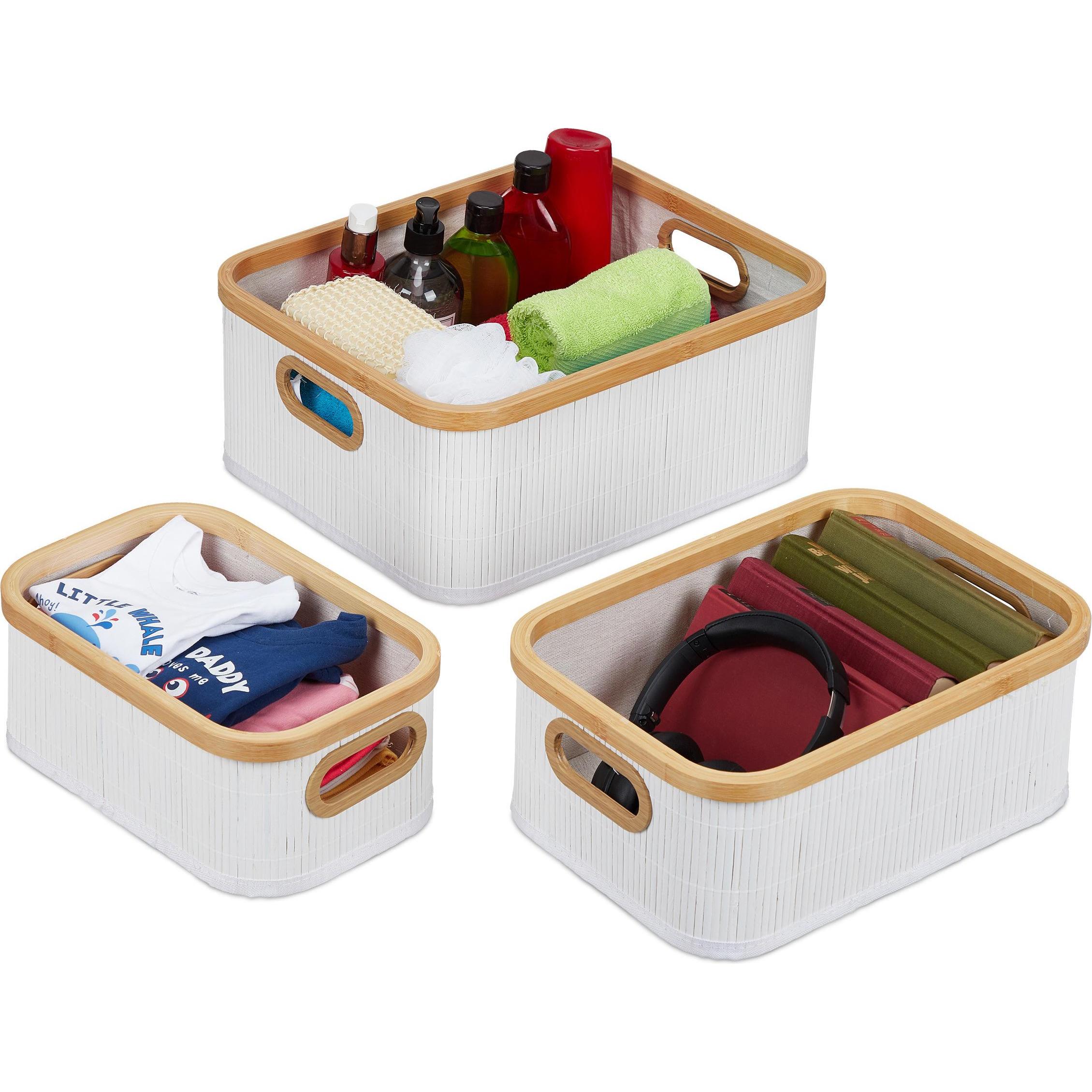 Relaxdays, Aufbewahrungskorb, 3x Aufbewahrungskorb (3 x, 41 x 33 x 16.5 cm)