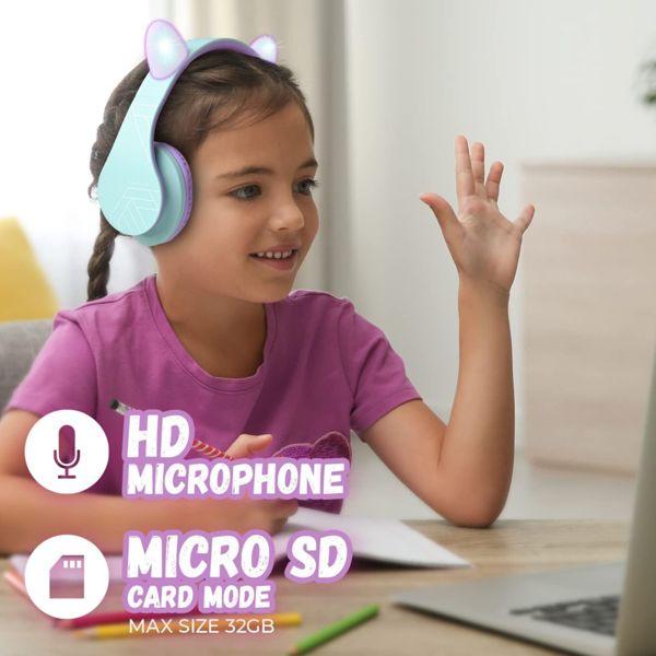 Produktbild PowerLocus P2 Kids Kopfhörer lila/türkis mit Ohren