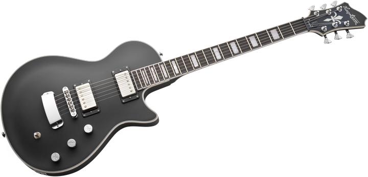 Actual product image Hagstrom Electric Guitar, Ultra Max, Black Satin (Electric guitar, Maple, Mahogany)