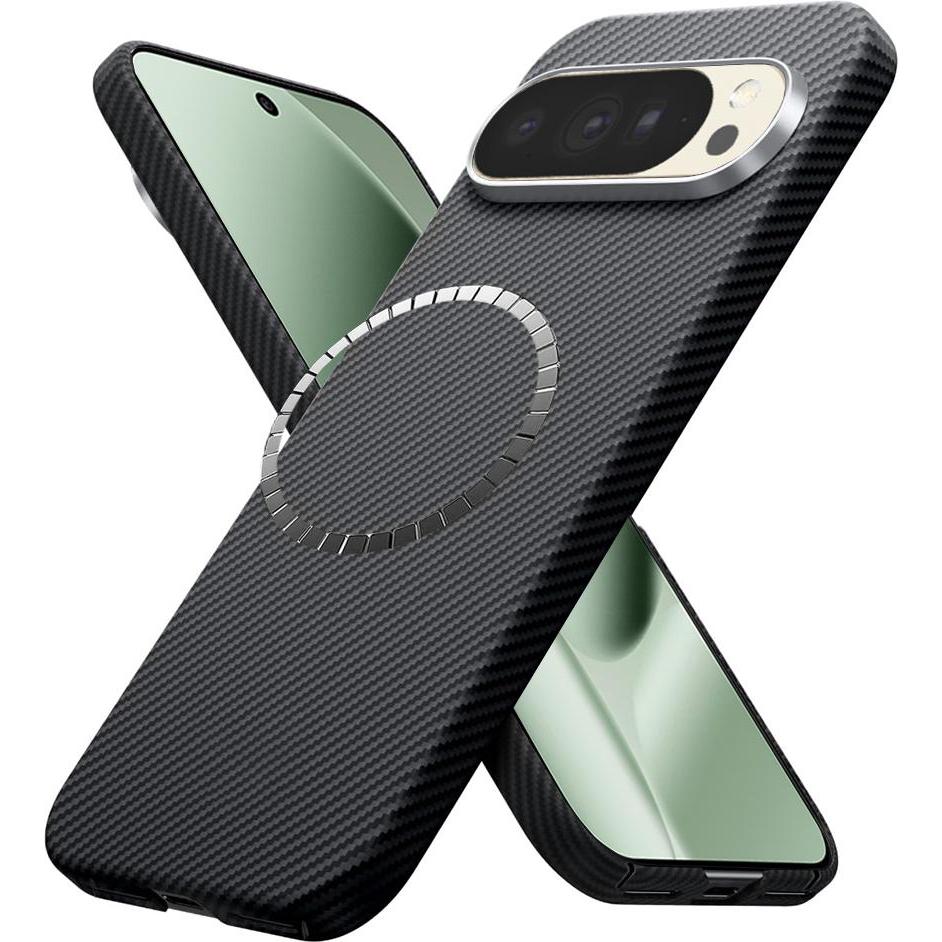 Techsuit - Aramid Fiber MagSafe - Google Pixel 10 Pro XL - Black (Google Pixel 10 Pro XL), Cover smartphone, Nero