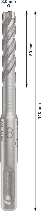 Produktbild Bosch Zubehör PRO SDS plus-5X Hammerbohrer, 8 x 50 x 110 mm (8 Millimeter)