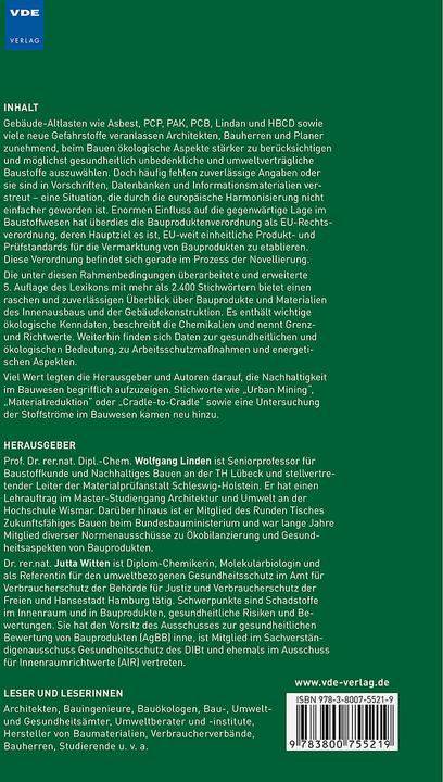 Actual product image Ökologisches Baustoff-Lexikon (German, Iris Marquardt, Wolfgang Linden, 2023)