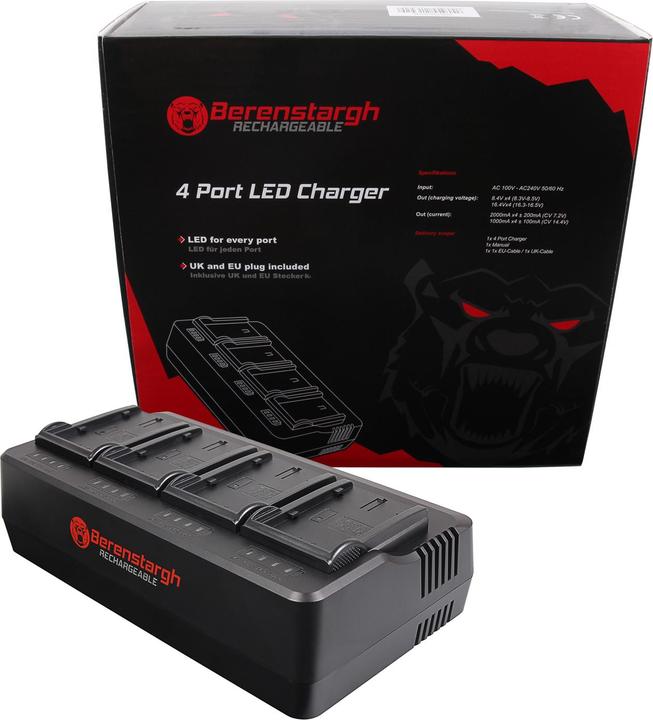Actual product image Berenstargh 4-f??h L?d?g?rät für Panasonic VW-VBD29 VW-VBD58 VW-VBD78 AJ-PX298MC HDC-MDH2GK AJ-HPX27 (Camera battery charger)