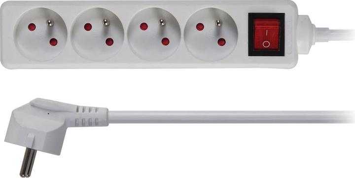 Produktbild Velleman 4-Fach-Steckdosenleiste - Mit Schalter - Stecker-Typ E (Französisches System) (4x, CEE 7/5, 1.50 m)