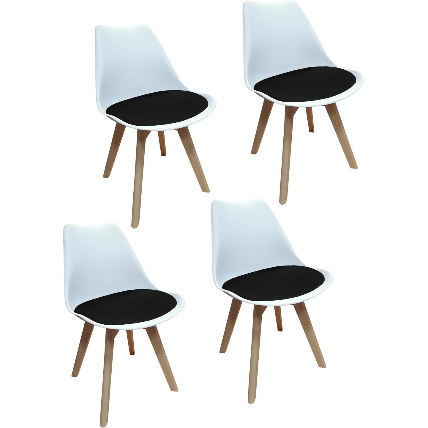 HTI-Living, Stühle, Esszimmerstuhl Samt 4er Set Atlanta Weiss/Schwarz