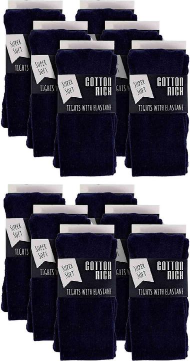 Sock Snob 12 Paar Einfarbig Blickdicht Strumpfhose Baumwolle für Schule