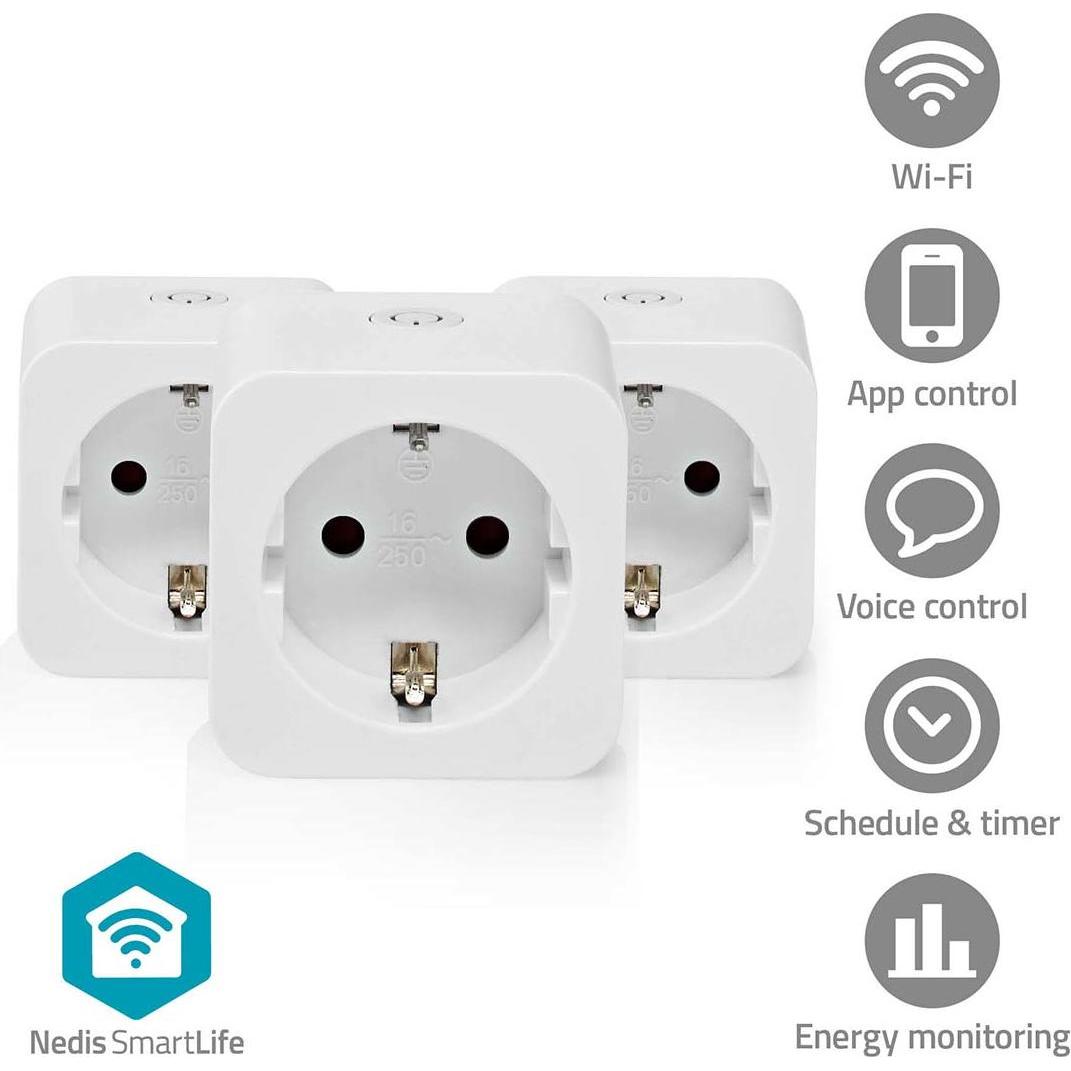 Nedis, Smart Plug, SmartLife Smart Stecker Wi-Fi Leistungsmesser 3680 W Type F (CEE 7/7) 0 - 55 °C An