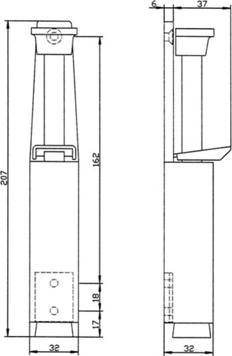 Image du produit Deni Arrêt de porte 3837 0060 22 Zinc moulé sous pression argenté laqué Hauteur de levage 60 mm Fixation (1 pcs)