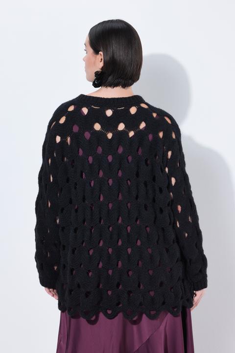 Produktbild Ulla Popken Pullover, Lochstrick, Oversized, Rundhals, Langarm (58)