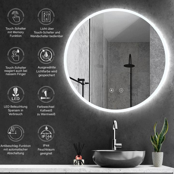 Immagine prodotto Hoko Specchio da bagno a LED (60 x 60 cm)