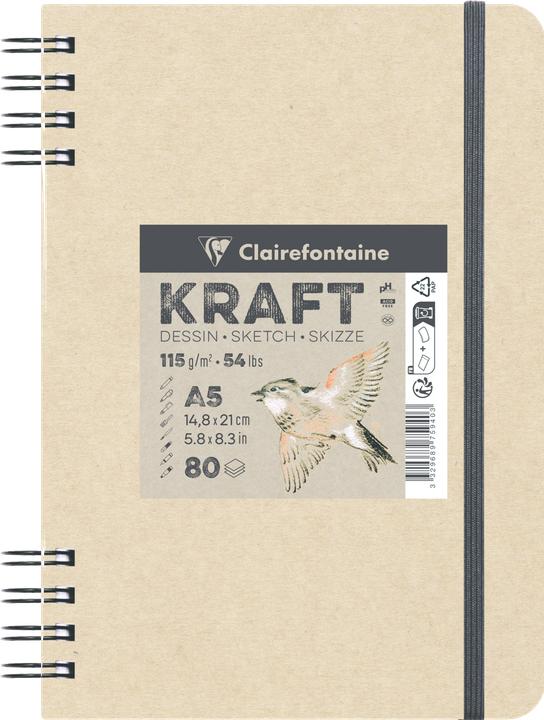 Produktbild Clairefontaine Skizzenbuch Kraft (A5, Blanko, Harter Einband)