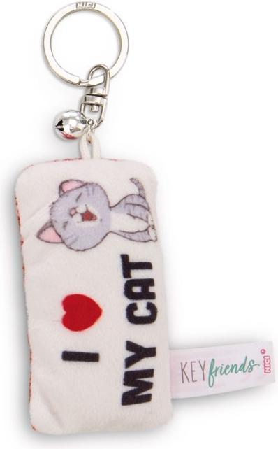 Produktbild Magni NICI Schlüsselanhänger Mini Plüschkissen I love my cat mit Glöckchen 8cm