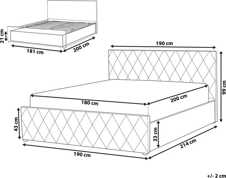 Produktbild Beliani Bett Samtstoff grau Lattenrost Bettkasten hochklappbar 180 x 200 cm ROCHEFORT (180 x 200 cm)