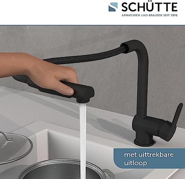 Immagine prodotto Schütte Rubinetto da cucina LONDON Miscelatore per lavello Nero opaco estraibile girevole 79760
