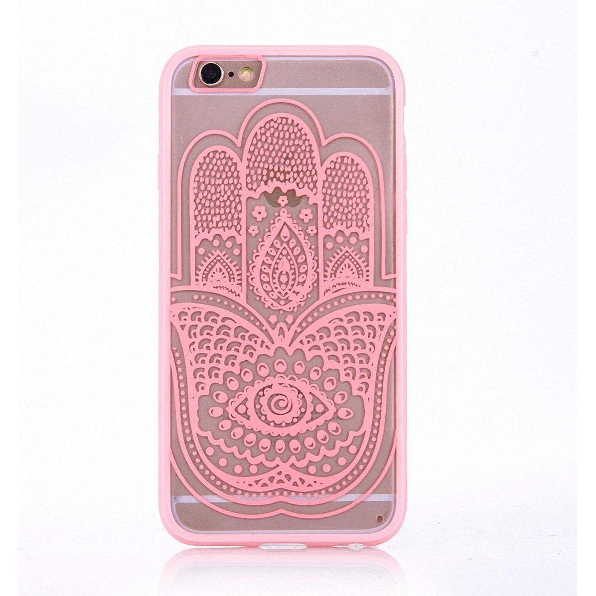 König Design Apple iPhone 8 Plus Handy Hülle Mandala Case Schutz Motiv Hand Fatima Rosa Neu (Apple iPhone 8 Plus), Smart...