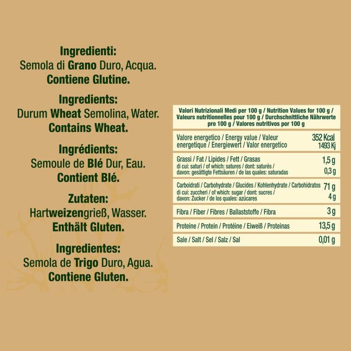 Nährwerte und Zutaten Spaghetti (500 g)