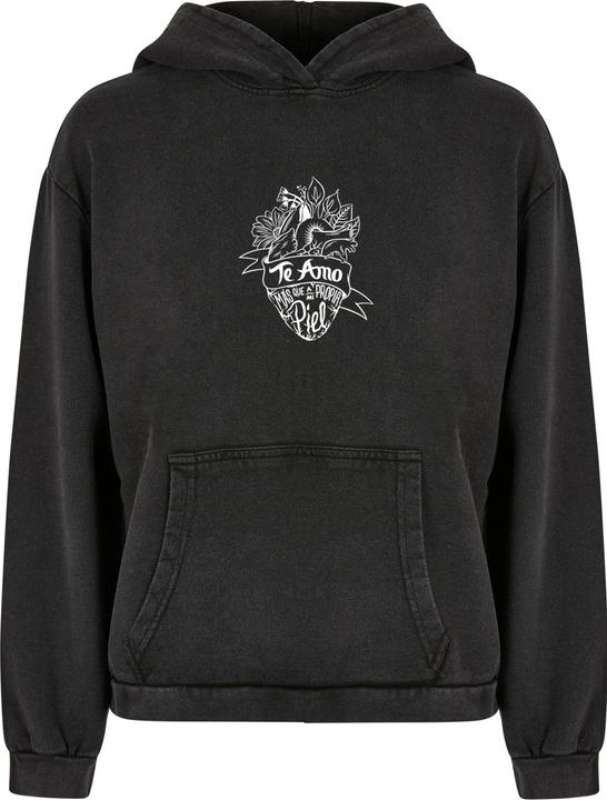 Produktbild Merchcode Ladies Frida Kahlo - Te amo outline Acid Washed Oversize Hoody - 178045 (S)