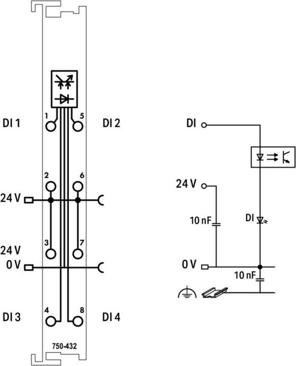 Image du produit Wago Module d'entrée numérique à 4 canaux 24 VDC