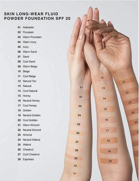 Actual product image Bobbi Brown Skin Long Wear Powder Foundation Sun Protection Factor 20 Alabaster (C-004)