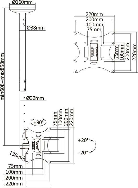 Produktbild Reflecta Pallas Extend 85 (Decke, 42", 30 kg)