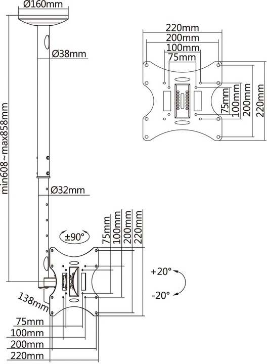 Produktbild Reflecta Pallas Extend 85 (Decke, 42", 30 kg)