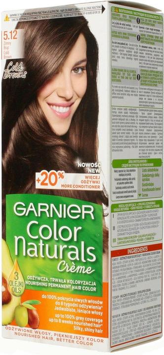Actual product image Garnier Color Naturals Creme Hair Colouring Cream 5.12 Cold Brown (5.12 Cold Brown)
