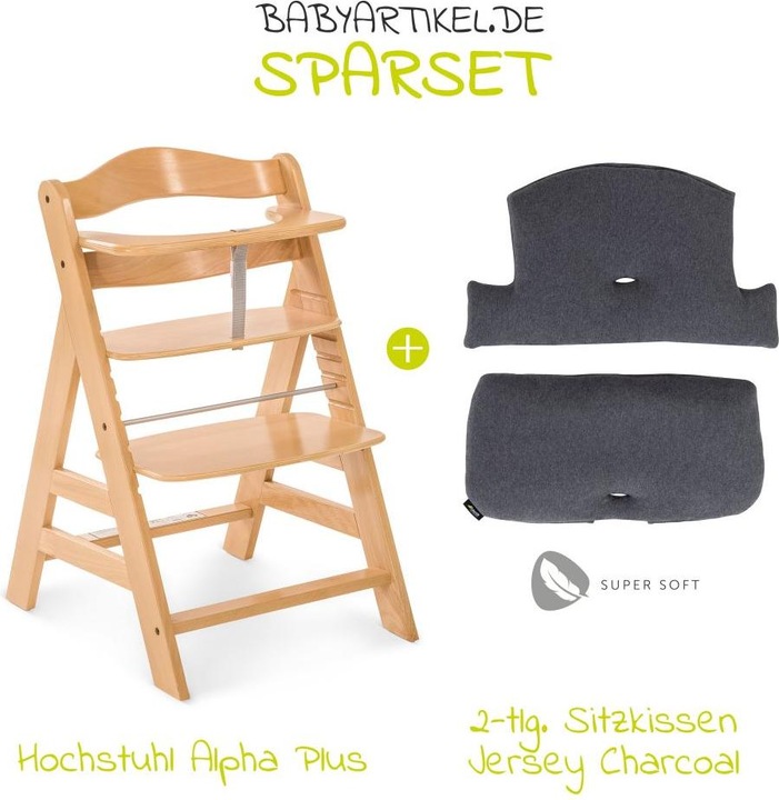 Produktbild Hauck Hochstühle Hochstuhl Alpha Plus Natur - im Sparset inkl. (Hochstuhl Sitzerhöhung)