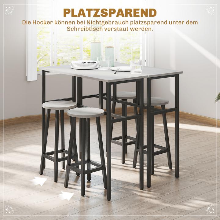 Image du produit Homcom Ensemble de tables de bar avec 4 tabourets (100 x 40 x 90 cm)