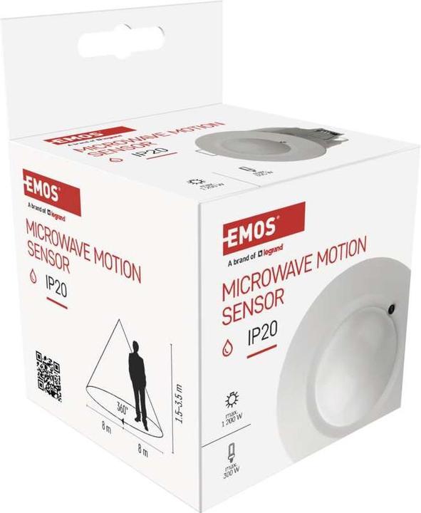 Produktbild Emos Bewegungsmelder (PIR-Sensor) IP20 1200W Weiss (16 m)