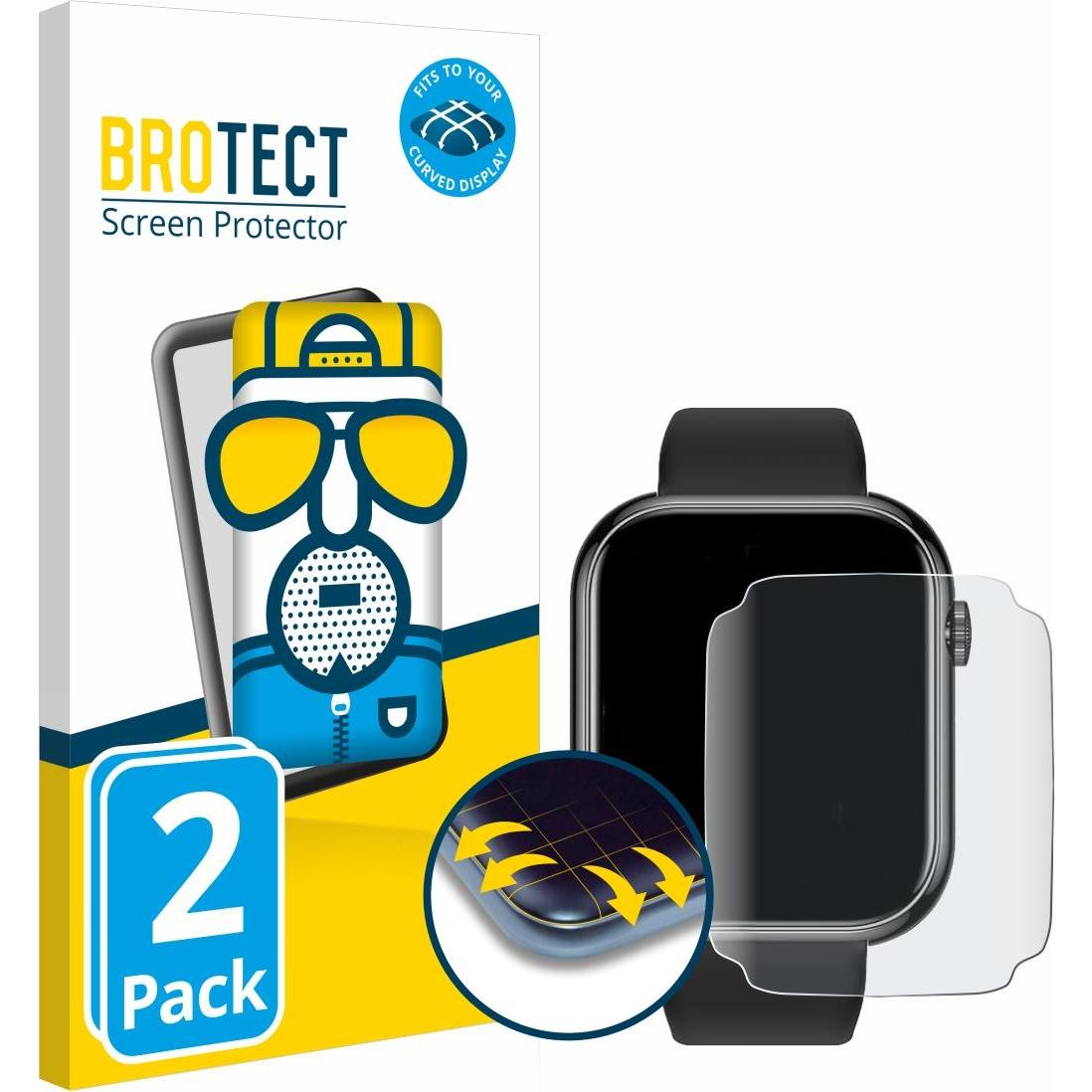 BROTECT Fullscreen Schutzfolie Displayschutz Folie Matt Entspiegelungsfolie, Smartwatch Schutzfolie, Grau