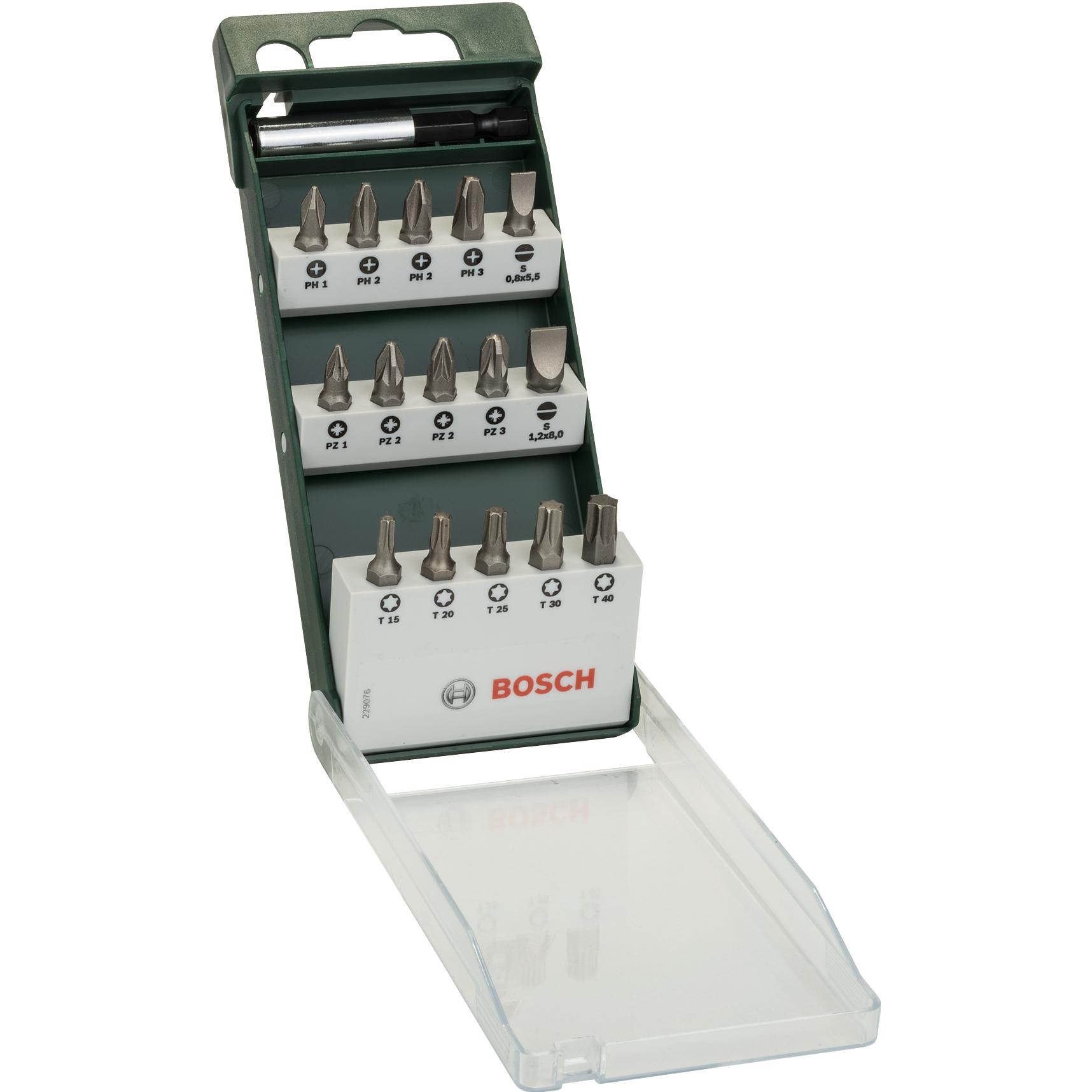 Bosch Accessori: Set di Punte per Cacciavite - 16 Pezzi (Standard, S, PH, PZ, T)