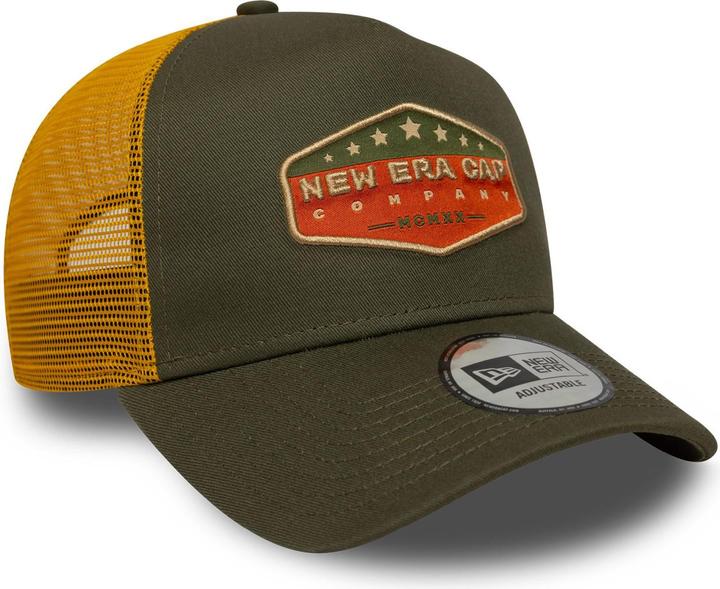 Produktbild New Era A-Frame Mesh Trucker Cap - Brand Patch Oliv (One Size)