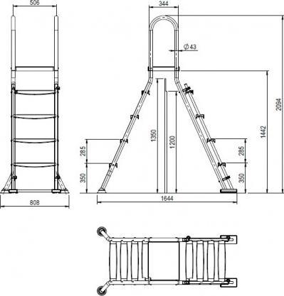 Image du produit Astral Pool Echelle pour piscine Hors-sol en inox 1m35 Astral