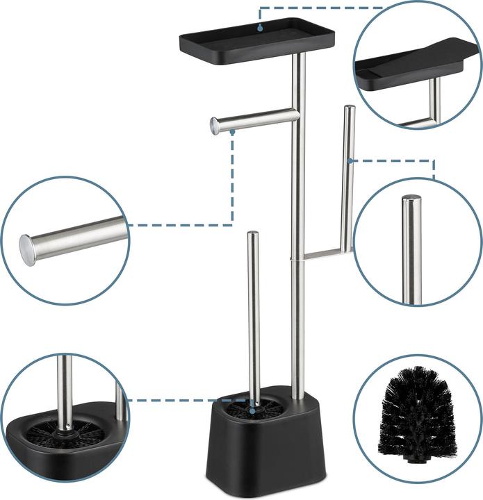 Produktbild Relaxdays WC-Garnitur Edelstahl mit Ablage