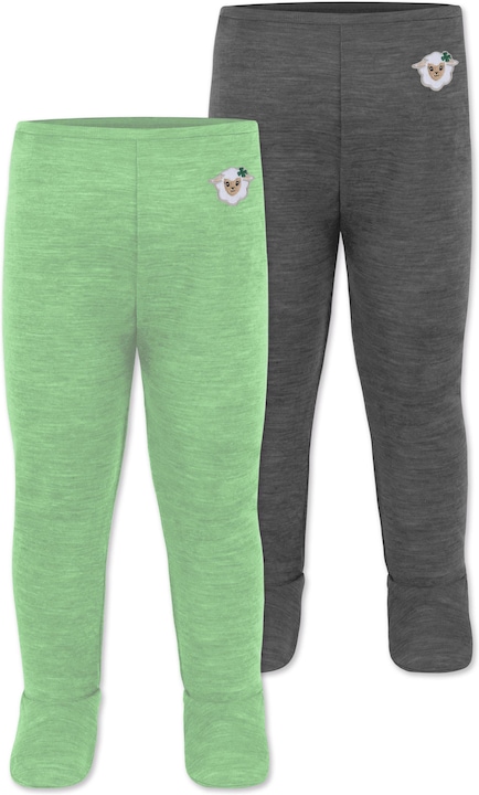 Normani 2er Pack Baby Merino Unterhose mit Füssen - 9539