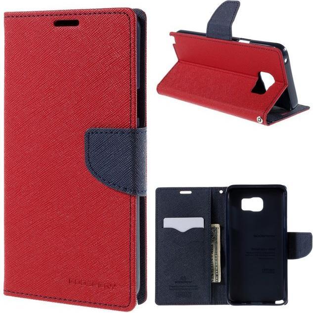 Goospery Fancy Diary Series (Samsung Galaxy Note 5), Smartphone Hülle, Blau, Rot