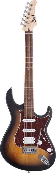 Cort Guitars Cort G110 Open Pore Sunburst (Guitare électrique, GEKOAT ELEKTRONICRONSOGERSULTER : 1x volume, Commutateur d'éléments à 5 voies, Populaire (Poplar), Tets, 1x son, Jatobatoets, COLLIERS : JA HardwareBrug : Vintage 6-Punts, 22top, Matériel de trémoloafwerking : Verchroomdstem)