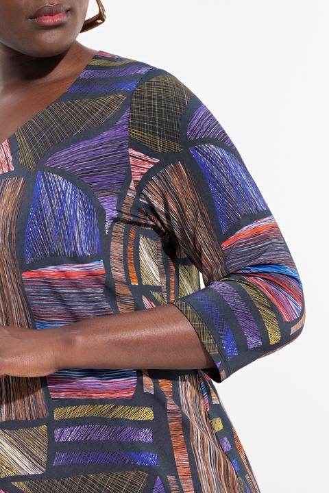 Produktbild Ulla Popken Slinky-Longshirt, A-Linie, Herzausschnitt, 3/4-Arm (42, 44)