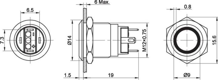 Produktbild Tru Components TC-7494652 TC-GQ12-AF-10E/J/R/12V/S Vandalismusgeschützter Drucks