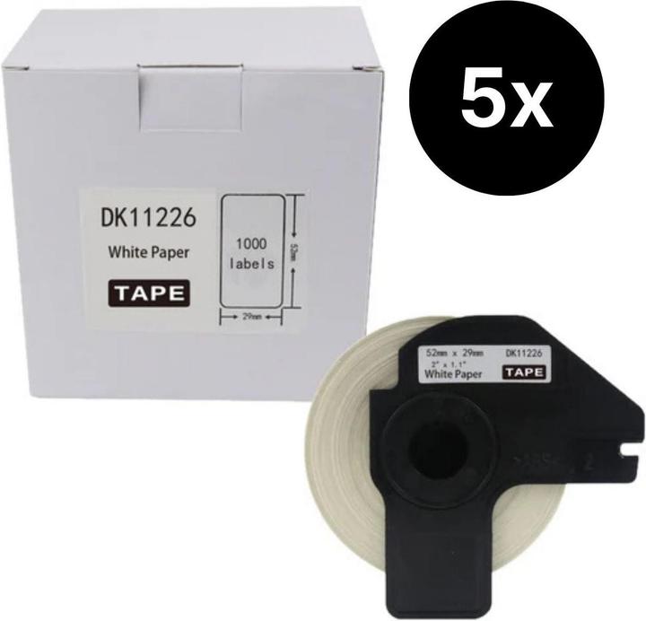 Hermex 5er-Set Alternative Etikettenrolle zu Brother DK-11226 Etiketten (5.20 cm)