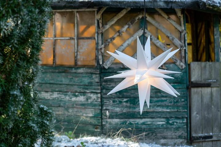 Actual product image Novaliv Poinsettia decorative star | 40cm WHITE | indoor and outdoor | for E14 bulb with thread