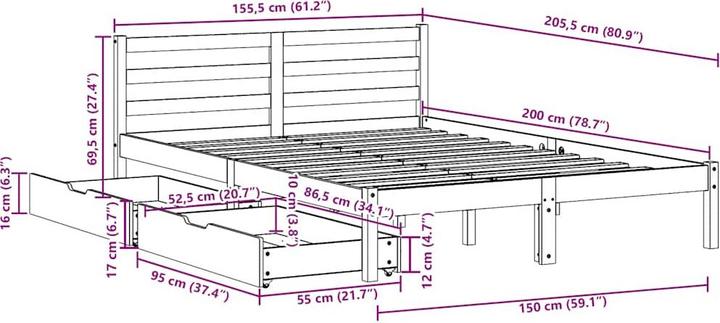 Image du produit vidaXL Bettrahmen (150 x 200 cm)