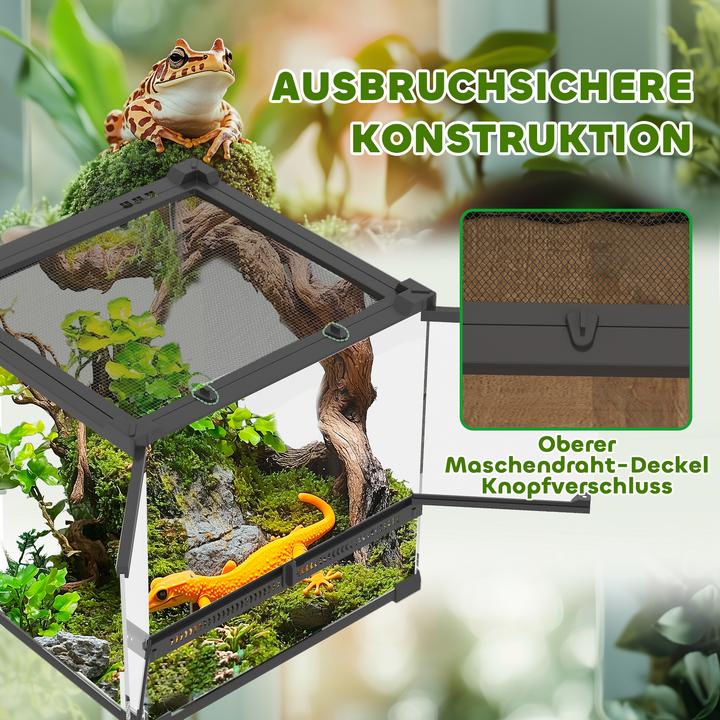 Image du produit PawHut Terrarium Hartglas, Stahl Schwarz