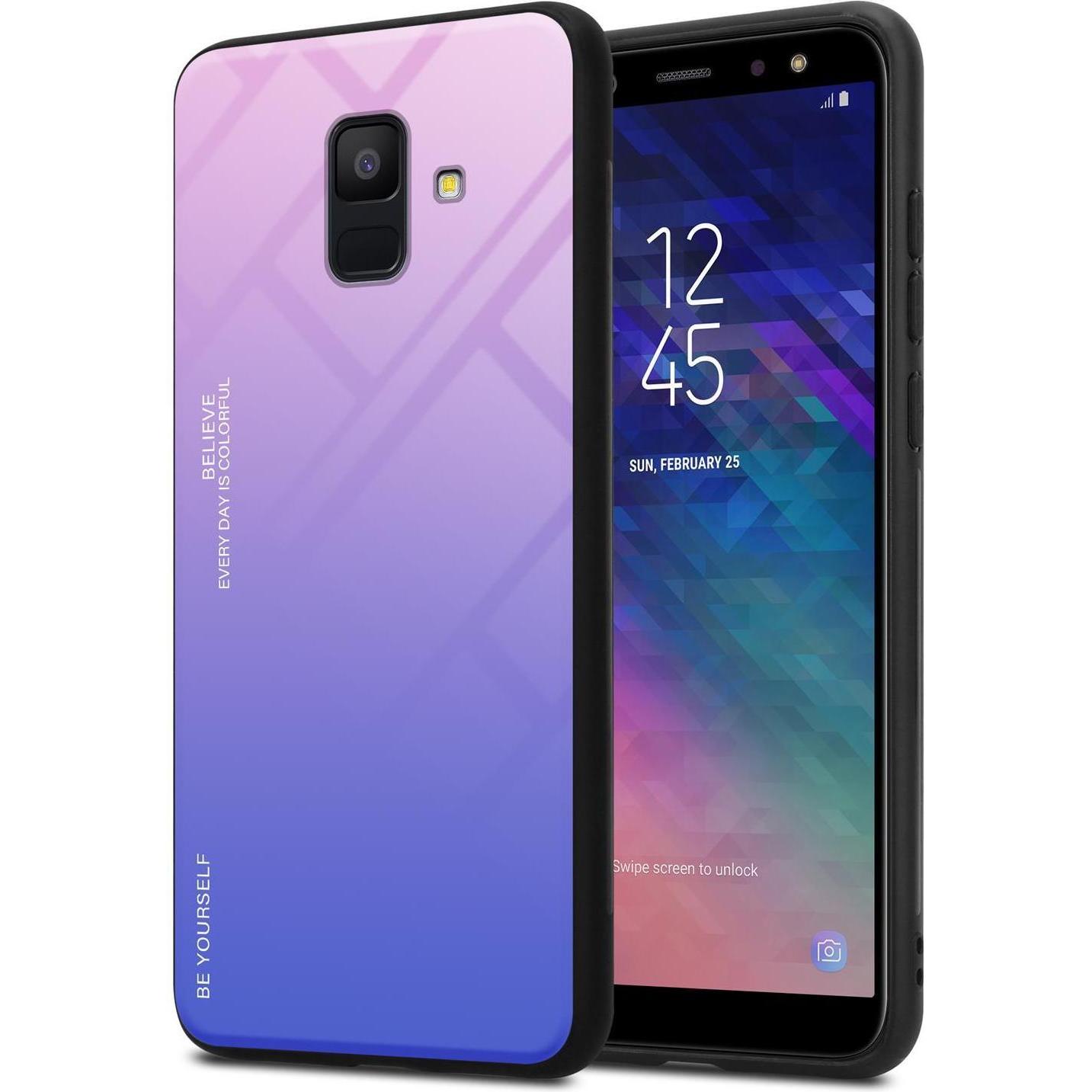 Cadorabo TPU 2 Farben Glas Cover (Samsung Galaxy J6 (2018)), Smartphone Hülle, Schwarz