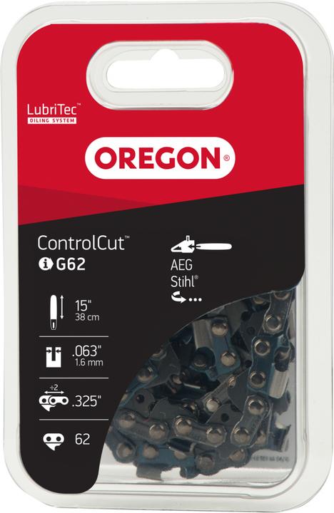Actual product image Oregon Chain.325", 1.6 mm, 62 driving links, ControlCut, half chisel, visible packaging (Chainsaw, Saw chain)