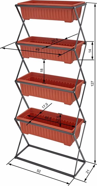 Image du produit tectake Jardinière verticale avec 4 bacs à fleurs