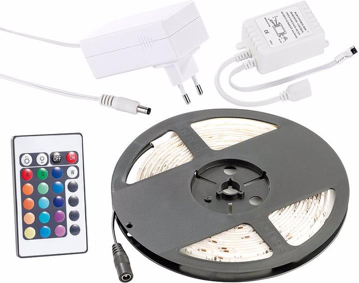 Produktbild Lunartec RGB-LED-Streifen mit Netzteil & Fernbedienung (500 cm)